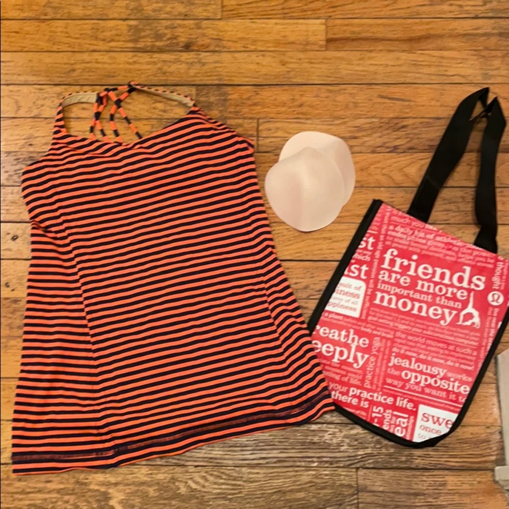 Lululemon Crossback Tank Coral/Blk 8 Perfect!